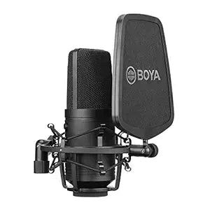 BOYA BY-M800 Large cardioid diaphragm condenser microphone with a smooth,flat,wide-range frequency response for Vocal & general instruments in recording,broadcast and professional studio environments