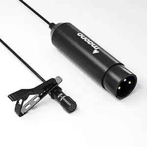 Maono AU-XLR10 XLR Collar Omnidirectional Lavalier Microphone,Condenser Clipon Mic For Audio Mixer, Recording Studio, YouTube (Black)