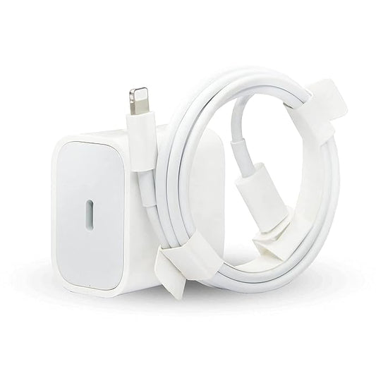 Charger & Cable Combo (Apple 20W USB-C Power Adapter for iPhone, iPad & AirPods and Apple USB-C to Lightning Cable, 1m)