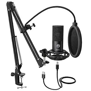 FIFINE T669 Condenser USB Microphone Kit with Adjustable Scissor Arm Stand Shock Mount for PC and MAC Only (Does not Work with Mobile)