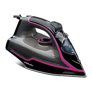 Bajaj MX-35N 2000W Steam Iron With Steam Burst, Anti-Drip & Anti-Scale Technology, Vertical And Horizontal Ironing, Non-Stick Coated Soleplate, Black & Pink, 2000 Watts