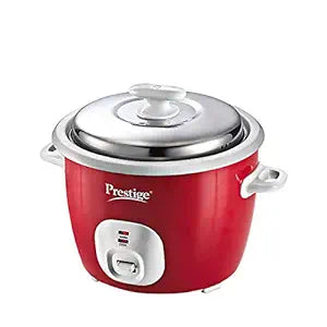 Prestige Delight Electric Rice Cooker Cute 1.8-2 700 watts with 2 Aluminium Cooking Pans (1.8 Liters, Red)