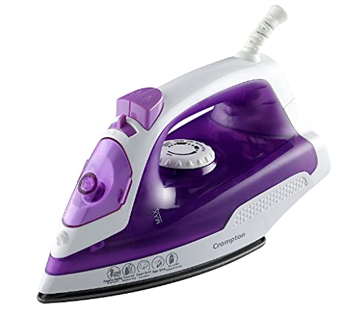 Crompton Greaves Fabrimagic 1200 W Steam Iron with 200 ml water tank, Upto 13g /min steam output and Teflon coating soleplate (purple), Small (ACGSI-FABRIMAGIC)