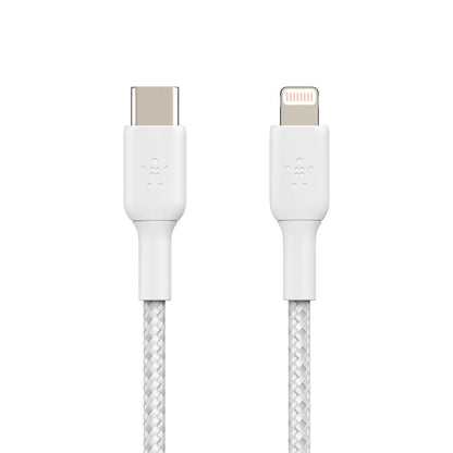 Belkin Certified PVC Lightning To USB-C To USB-C (Type C) Charge Cable, USB Cable, 3.3 Feet / 1M For Smartphone, White