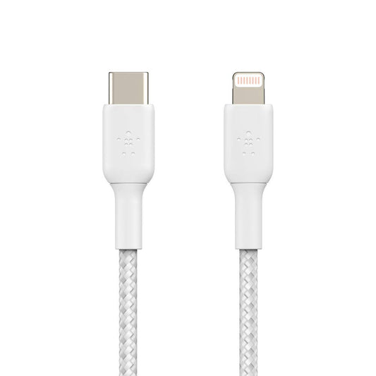 Belkin Certified PVC Lightning To USB-C To USB-C (Type C) Charge Cable, USB Cable, 3.3 Feet / 1M For Smartphone, White