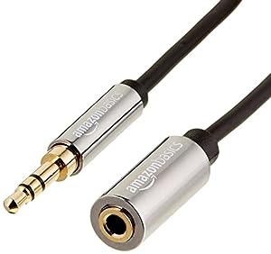 Amazon Basics Male to Female Stereo Audio Cable (Aux Extension Cable) with Gold Plated Connectors- 6 Feet (3.5mm) - Does not support mic