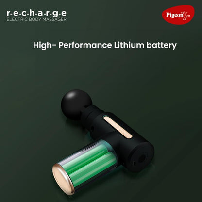 Pigeon Pulse Gun Massager With Digital Display,4 Heads,6 Speed,Rechargeable,Handheld,Percussion Muscle For Full Body Pain Relief,Muscle Relaxation Of Neck,Shoulder,Back,Foot For Unisex (Black)