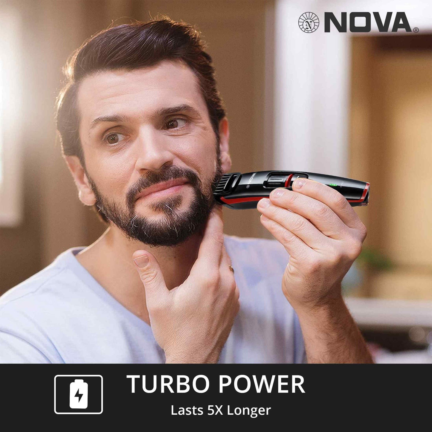 Nova Prime Series NHT 1087 Turbo power Runtime: 90 min Trimmer for Men