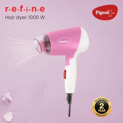 Pigeon Hair Dryer| 1000 Watts| 2 Speed & Temperature (Hot/Cool)| Foldable Handle| For Women and Men