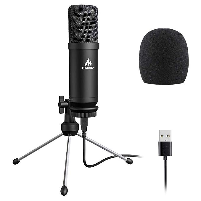 Maono AU-A04TR USB Condenser Cardioid Microphone Kit with Tripod for Podcast, PC, Gaming, Recording, YouTube, Vlogging