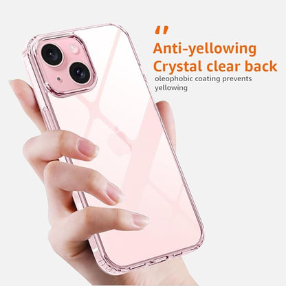 Amazon Basics TPU Ultra Hybrid Clear Camera Protection Back Cover Case for iPhone 15 Plus - Crystal Clear