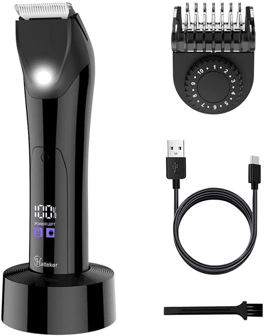 Hatteker Professional Electric Groin Hair Trimmer Belts Under Pubic Ball Shaver Body Groomer Men Sanitary Razor Ipx7 Waterproof