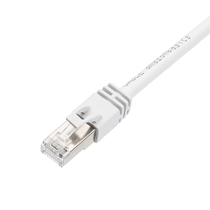 amazon basics Rj45 Cat 7 High-Speed Gigabit Ethernet Patch Internet Cable For Printer, Server - 10Gbps, 600Mhz - White, 10-Foot, White