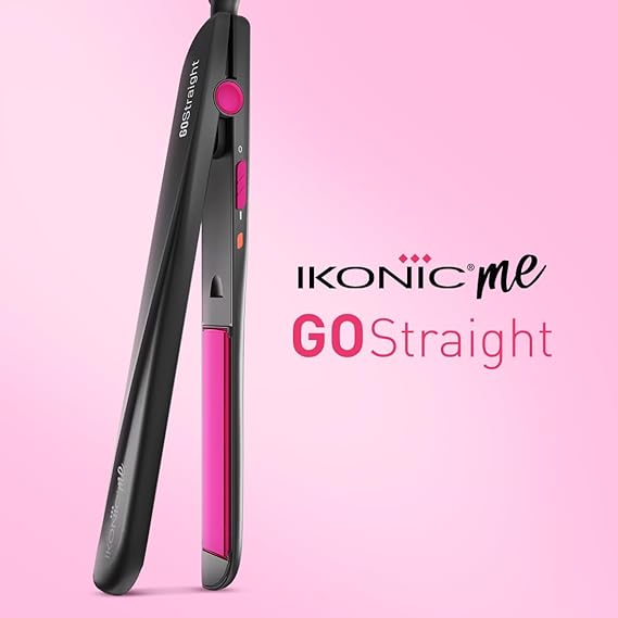 Ikonic Go Straight Hair Straightener, Black & Pink | Floating & Ceramic Plates| Lock Function| Quick & Easy to Use