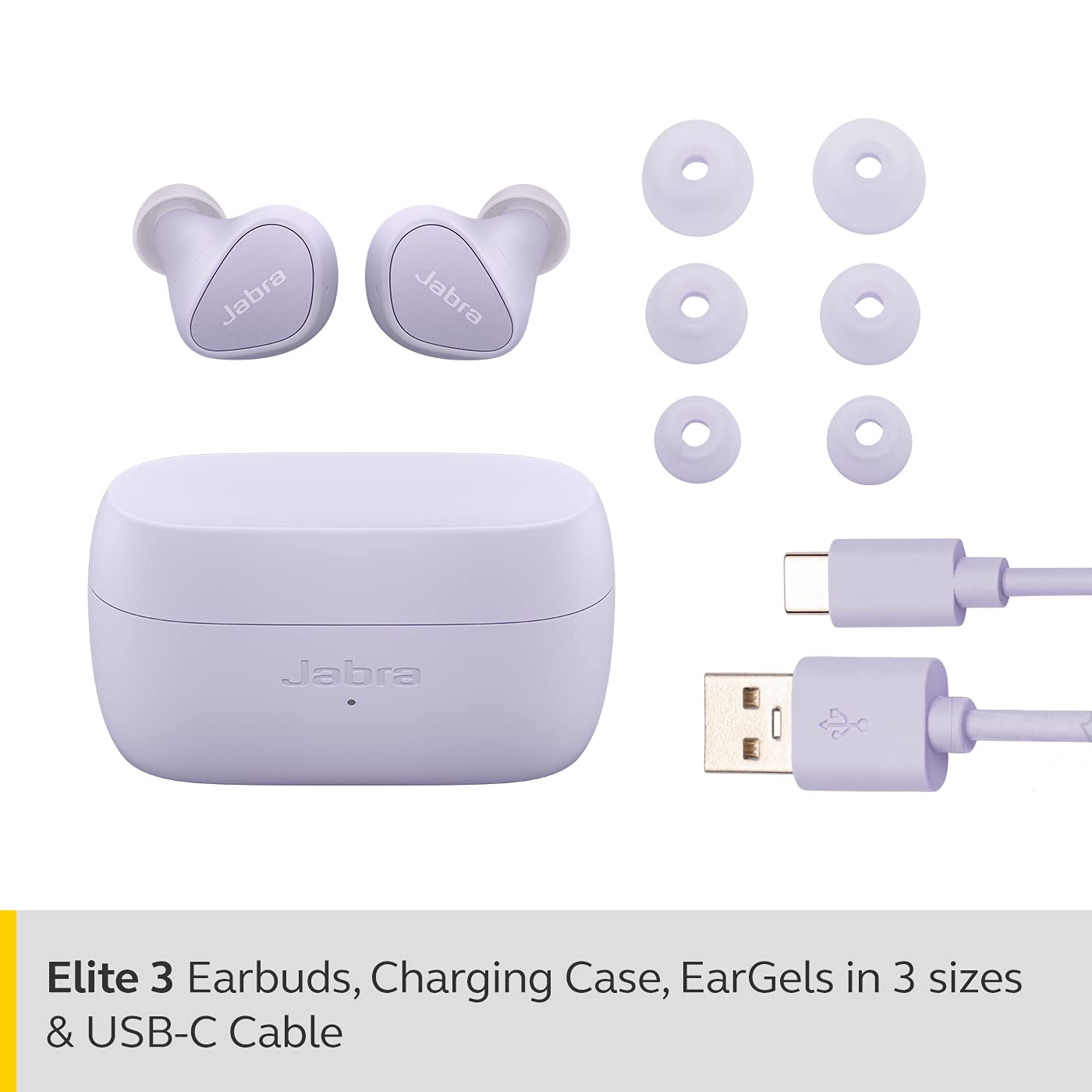 Jabra Elite 3 in Ear Bluetooth Truly Wireless in Ear Earbuds Noise Isolating with Mic for Clear Calls, Rich Bass, Customizable Sound
