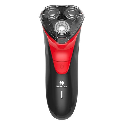Havells Male RS7005-3 Head Rotary Shaver with Built in Pop-Up Trimmer for Wet & Dry Shave; IPX7 Waterproof; Protection from Cuts (Black & Red)