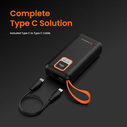 Portronics Ampbox 10K 10000 mAh Nano Power Bank with 22.5W Fast Charging, Digital Display, Dual Output(Type C PD + USB), Type C Input, Wake Up Button(Black)