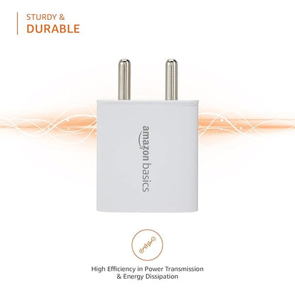 AmazonBasics Amazon Basics 33W +30W Dual Port Wall Charger Adapter|Type C and A Fast Charging Adapter, White|for Redmi Note 7/7Pro,8,9/9Pro/10/10S/11S/11 Prime/12C, Narzo N55, Oppo A78 & Other Phones