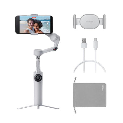 Insta360 Flow 2 Grey - Foldable AI Phone Gimbal, AI Tracking, Multi-Person Tracking, Built-in Tripod/Selfie Stick, Remote Control, iPhone/Android Portable Stabilizer