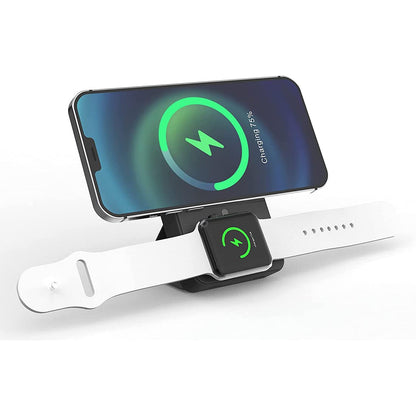 Stuffcool PB9063W 5000mAh Magnetic Powerbank Compatible with Apple Watch Charging and Leather Kick Stand - Black
