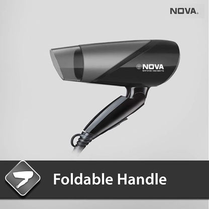 Nova NHP 8109 Silky Shine 1400 Watts Hot & Cold Foldable Hair Dryer (Black)