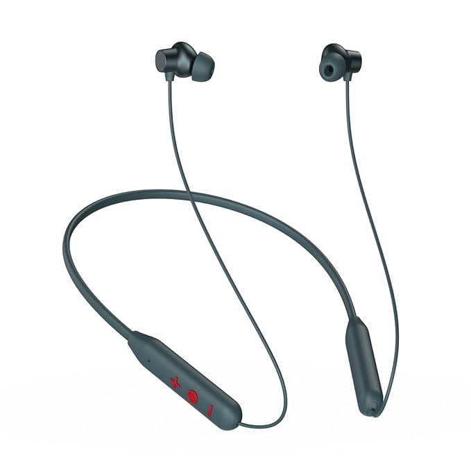pTron Newly Launched Tangent Eon BT V5.3 Wireless in Ear Neckband, Trutalk AI-ENC for Clear Calls, 13Mm Dynamic Driver, Deep Bass, Type-C Fast Charging, Dual Pairing, Voice Assistant & IPX5 (Grey)