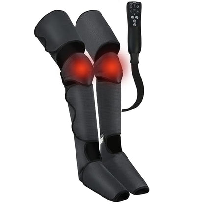beatXP AirStream Pro Air Compression Full Leg Massager with Handheld Remote| Calf, Foot, Thigh Blood Circulation with Heat Therapy for Swelling and Edema Pain Relief, Corded Electric, Black