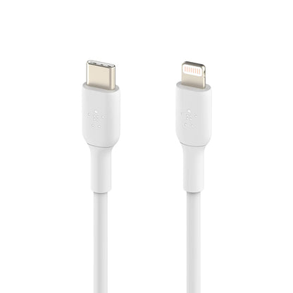 Belkin Certified PVC Lightning To USB-C To USB-C (Type C) Charge Cable, USB Cable, 3.3 Feet / 1M For Smartphone, White
