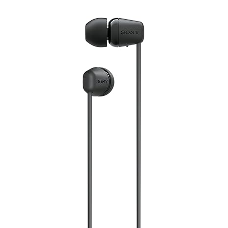 Sony WI-C100 Wireless Headphones with Customizable Equalizer for Deep Bass & 25 Hrs Battery, DSEE-Upscale, Splash Proof, 360RA, Fast Pair, in-Ear Bluetooth Headset with mic for Phone Calls (Black)