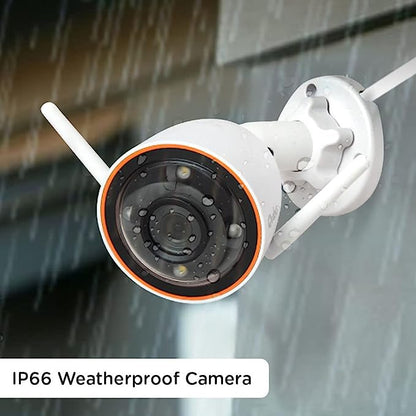 Qubo Outdoor WiFi CCTV Bullet Camera from Hero Group, 2MP 1080p Full HD, Color Night Vision, Person Detection, Intruder Alarm, Smart Spotlight, IP66 Weather Resistant, Ethernet Port, Made in India