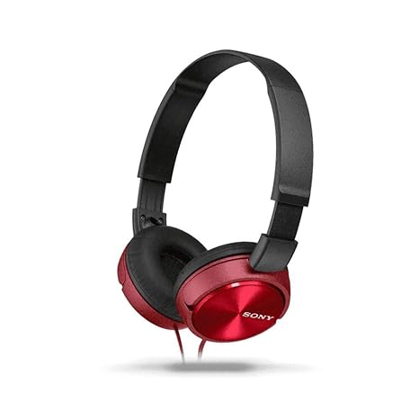 Sony MDR-ZX310AP On-ear Wired Sound Monitoring Headphones with mic, Red