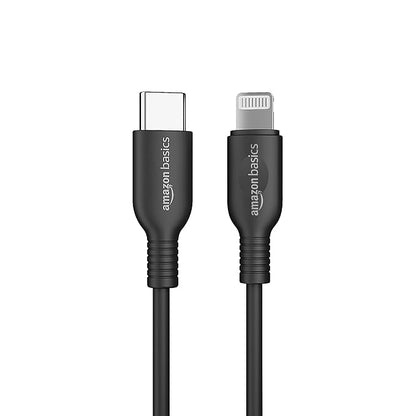 amazon basics Usb C To Lightning Tpe Mfi Certified Charging Cable For Smartphone (Black,1.2 Mtr)