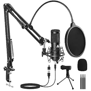 Audio Array AM-C1 USB Condenser Microphone Kit | for Podcasting, Online Meeting, Gaming, Singing & Live Streaming | Boom Arm, Pop Filter, Mic Cover, Spider Shock Mount, Tripod & 2.5M USB Cable Visit the Audio Array Store