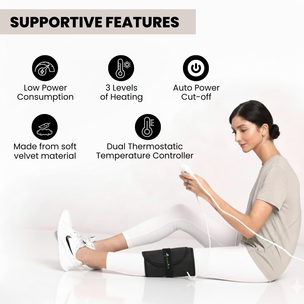 Premium Orthopaedic BLACK OLIVE® Electric Heating Belt for Back Pain + Period Cramps Relief | LARGE SIZE | Pain Relief Heating Belt with Temperature Controller for Lower Back, Knee, Shoulder, Cramps, and Neck Pain Relief | Velvet Black