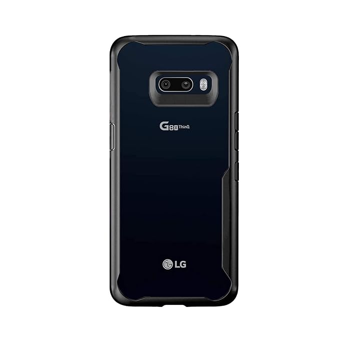 Amazon Brand - Solimo Acrylic 360 Protection Border Back Cover for LG G8X ThinQ (Black)