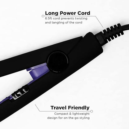 Ikonic Mini Iron Hair Straightener, Black| Compact Size| Travel Friendly| Instant Heat Technology| Mini Plates| Ideal for Small Hair and Bangs