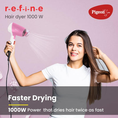 Pigeon Hair Dryer| 1000 Watts| 2 Speed & Temperature (Hot/Cool)| Foldable Handle| For Women and Men