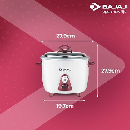 Bajaj Majesty New RCX 3 350-Watt Multifunction Rice Cooker (White/Pink)