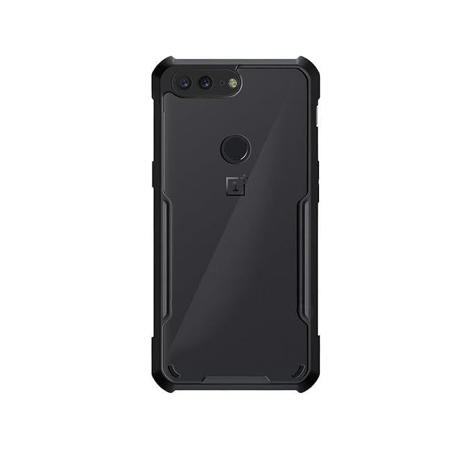 Amazon Brand - Solimo Acrylic 360 Degree Protection Black Border Back Cover for Oneplus 5T - Black