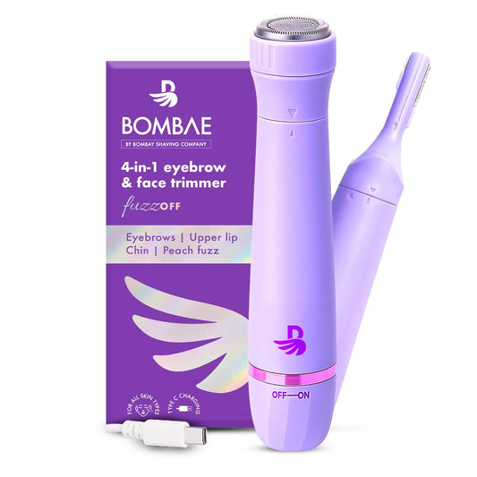 Bombae 4 In 1 Face & Eyebrow |Trimmer For Women All In One|Eyebrow Trimmer|Facial Hair Removal Machine |Women Trimmer | 90 Min Runtime | C Type Charging | For Eyebrows, Upperlips, Sideburns, Chin, Peach Fuzz