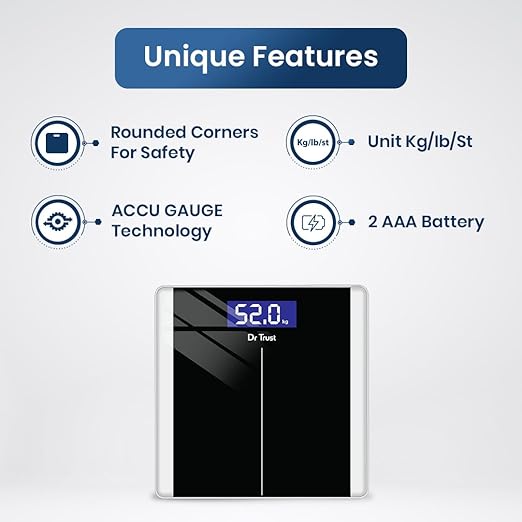 Dr Trust USA Balance Personal Digital Electronic Body Weight Machine for Human Body 180kg Capacity Weighing Scale- 513