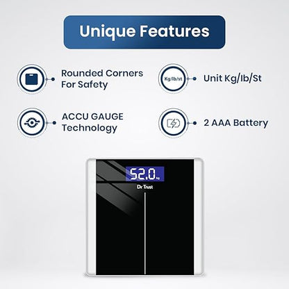 Dr Trust USA Balance Personal Digital Electronic Body Weight Machine for Human Body 180kg Capacity Weighing Scale- 513