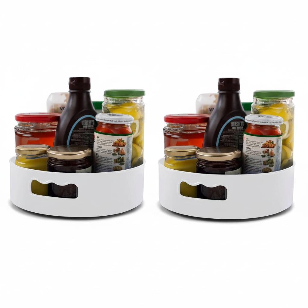 KITCHEN ESSENTIALS COMBO (Clazkit Plastic Portable Toothbrush (Pack of 2) & HomeWiz Multi-Purpose 360° Rotating Organizer Tray (Pack of 2)