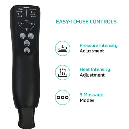 beatXP AirStream Pro Air Compression Full Leg Massager with Handheld Remote| Calf, Foot, Thigh Blood Circulation with Heat Therapy for Swelling and Edema Pain Relief, Corded Electric, Black