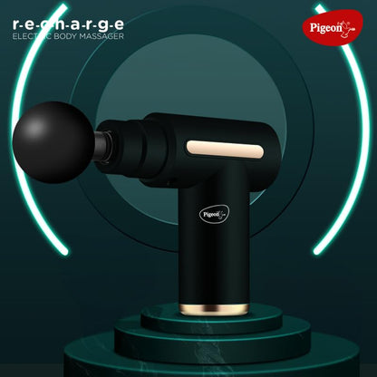 Pigeon Pulse Gun Massager With Digital Display,4 Heads,6 Speed,Rechargeable,Handheld,Percussion Muscle For Full Body Pain Relief,Muscle Relaxation Of Neck,Shoulder,Back,Foot For Unisex (Black)