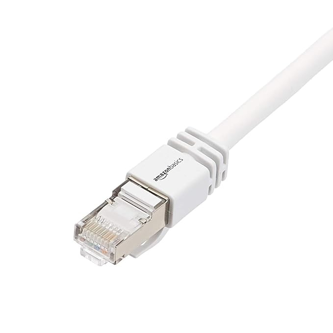 amazon basics Rj45 Cat 7 High-Speed Gigabit Ethernet Patch Internet Cable For Printer, Server - 10Gbps, 600Mhz - White, 10-Foot, White