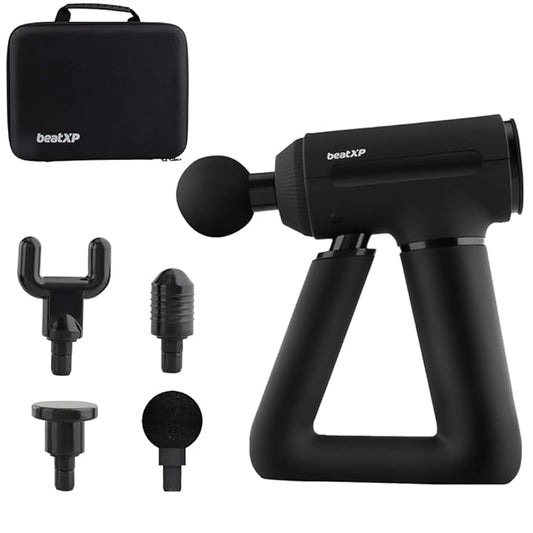 beatXP Bolt Elite Deep Tissue Massage Gun for Full Body Pain Relief of Neck, Back, Leg Massager for Athletes, QuietWave Technology 1 Year Warranty,Battery Powered, Black
