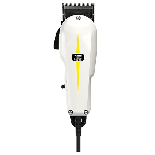 Wahl 08466-424 Corded Super Taper Hair Clipper; 6000 rpm; 1-2 mm cutting length, 4 Guide Combs (3mm-13mm), Designed for Tapering