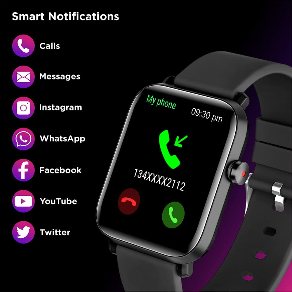 SYSKA Pluto SW250 Smart Watch Premium Metal Body, 1.69" Display, 200+ Cloud & Customizable Watch Faces, Smart Notifications for Calls, SMS, Whatsapp with Battery Runtime-Upto 10 Days (Space Black)