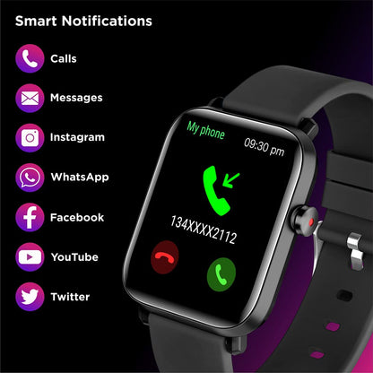 SYSKA Pluto SW250 Smart Watch Premium Metal Body, 1.69" Display, 200+ Cloud & Customizable Watch Faces, Smart Notifications for Calls, SMS, Whatsapp with Battery Runtime-Upto 10 Days (Space Black)